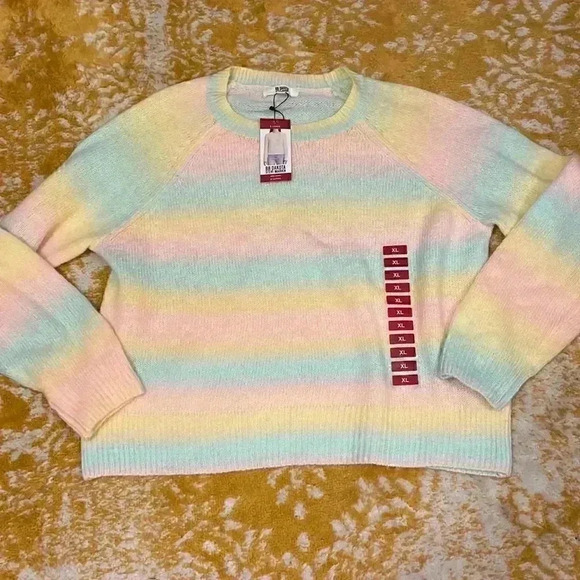 BB Dakota Steve Madden pastel rainbow ombre ice cream sweater XL NWT - Picture 1 of 5